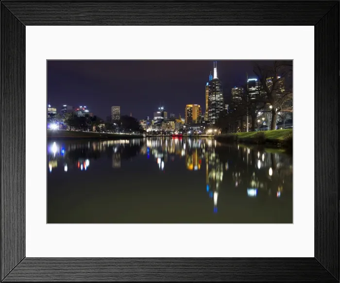 Framed Print : Melbourne night reflections long exposure