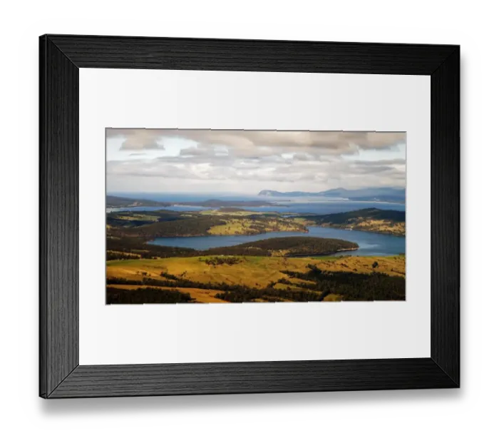 Framed Print : Tasmania landscape view from an airplane