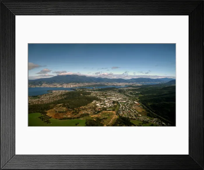 Framed Print : Hobart and surroundings from an airplane Framed Print : Hobart and surroundings from an airplane