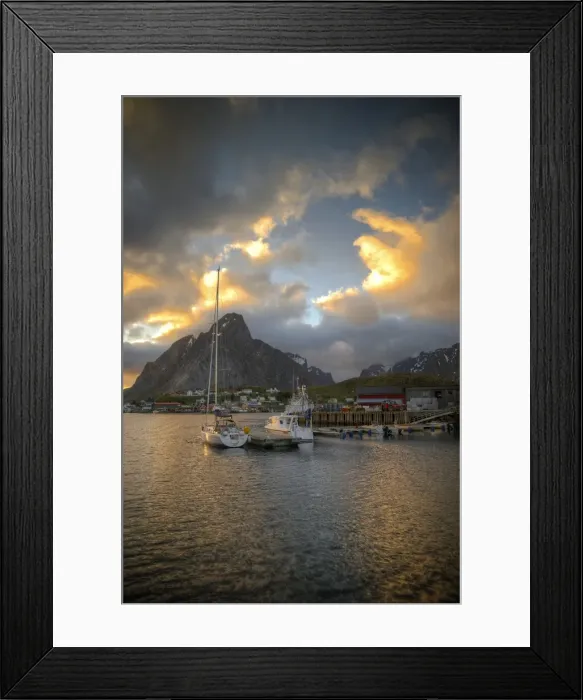 Framed Print : Reine village Lofoten Archipelago sunset