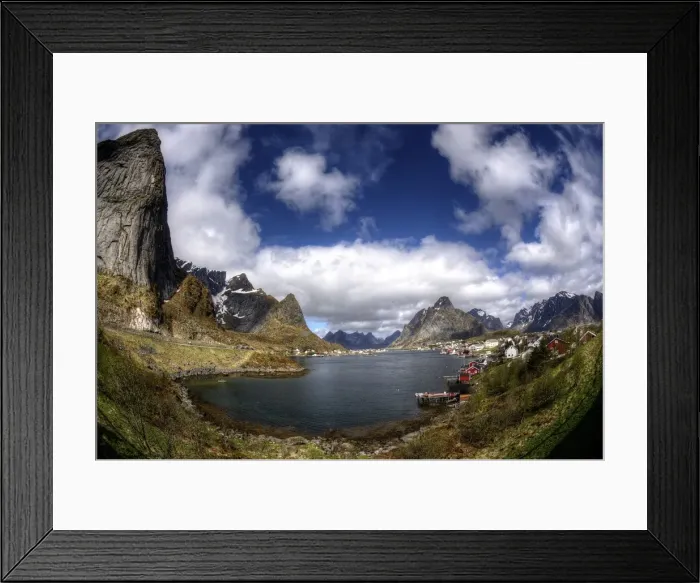 Framed Print : Reine village and Lofoten Archipelago fisheye view
