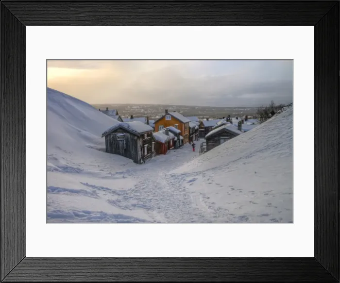 Framed Print : Roros mining colourful town winter sunset Framed Print : Roros mining colourful town winter sunset