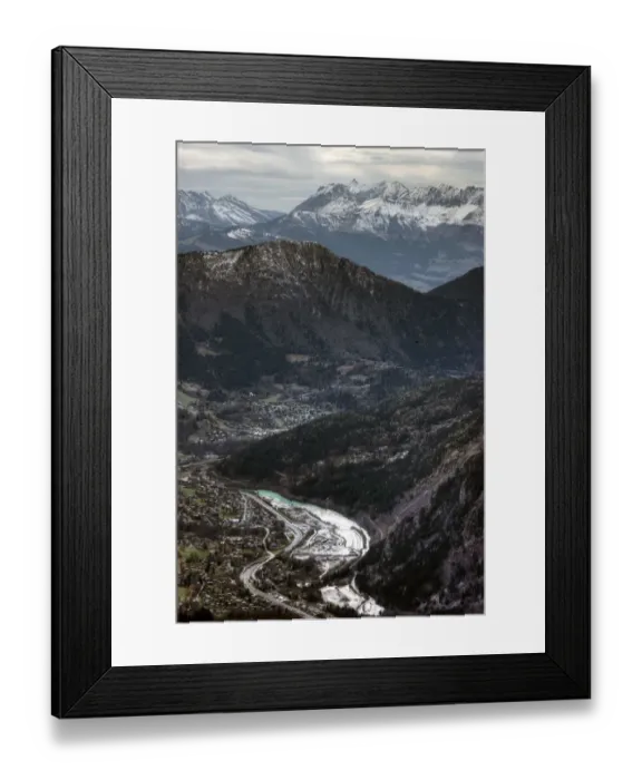 Framed Print : Chamonix Mont Blanc valley and high rocky Alps Framed Print : Chamonix Mont Blanc valley and high rocky Alps
