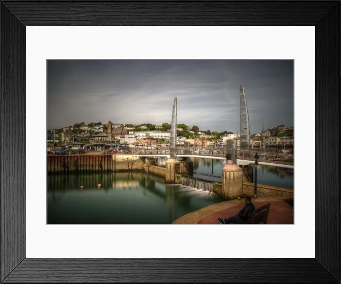 Framed Print : Torquay old Town Harbour Bridge long exposure