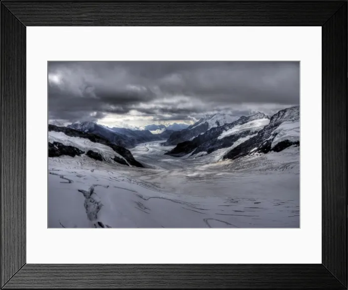 Framed Print : Upper snows of the Jungfraufirn near Jungfraujoch