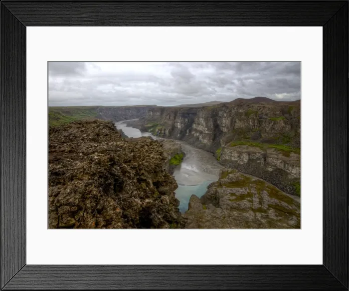 Framed Print : Jokulsargljufur deep canyon and rocky terrain