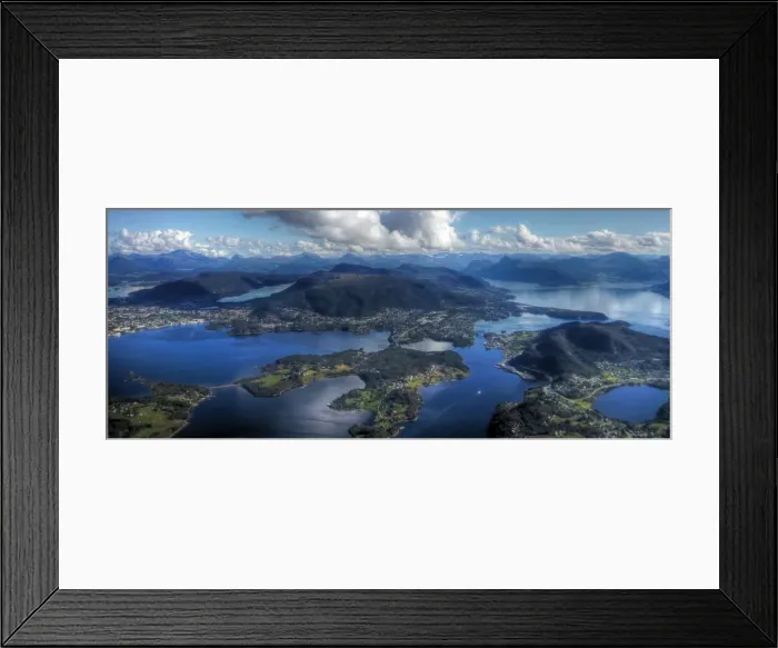 Framed Print : Aerial view of Alesund fjords and islands
