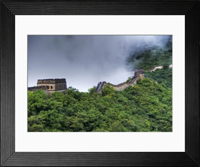 Framed Print : Great Wall of China approaching fog and rain Framed Print : Great Wall of China approaching fog and rain