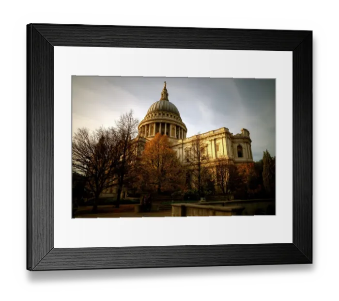 Framed Print : Saint Pauls cathedral in fall colours at sunset