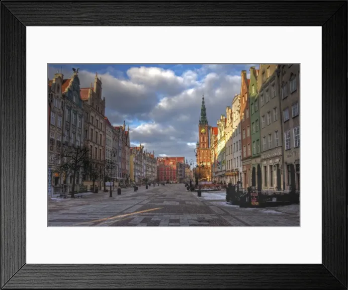 Framed Print : Gdansk Long Market Street and Town Hall sunrise Framed Print : Gdansk Long Market Street and Town Hall sunrise
