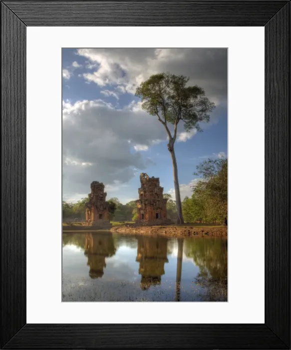 Framed Print : Angkor Thom temples pool reflections