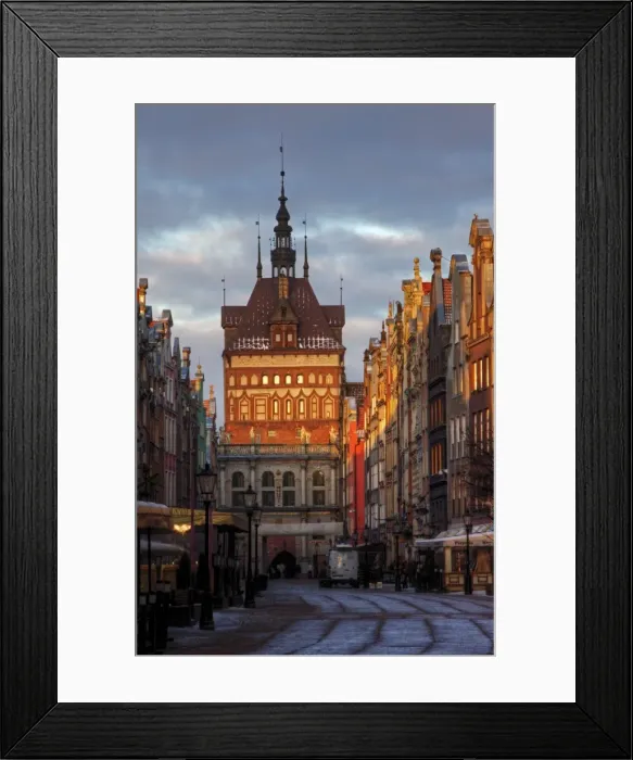 Framed Print : Gdansk Long Street towards Golden Gate sunrise Framed Print : Gdansk Long Street towards Golden Gate sunrise