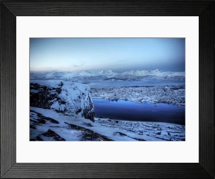 Framed Print : Mount Floya, Tromso and Lyngen Alps in winter