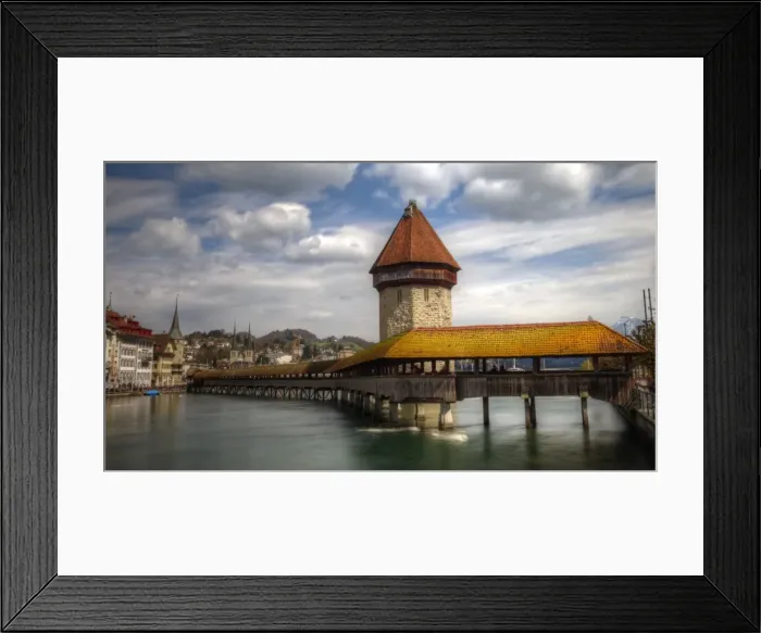 Framed Print : Lucerne historic wooden Chapel Bridge and old town Framed Print : Lucerne historic wooden Chapel Bridge and old town