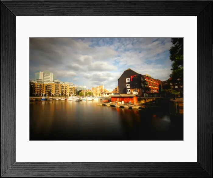 Framed Print : London St Katherines Dock marina with historic buildings and docked boats in long exposure Framed Print : London St Katherines Dock marina with historic buildings and docked boats in long exposure