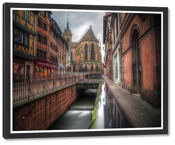 Colmar Cathedral, street and canal