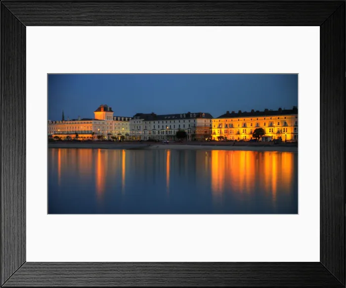 Framed Print : Llandudno historic promenade night reflections