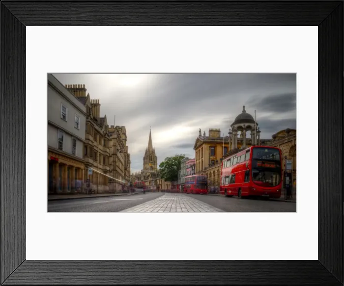 Framed Print : Oxford High Street red double deck bus Framed Print : Oxford High Street red double deck bus