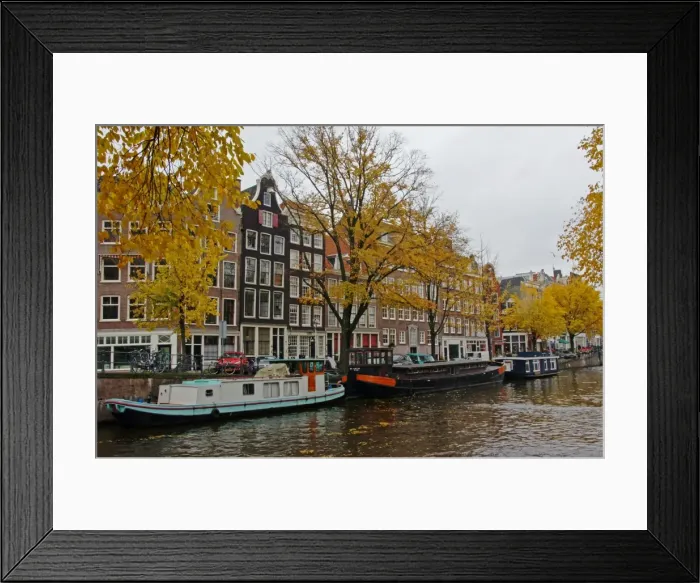 Framed Print : Amsterdam fall view of canal Framed Print : Amsterdam fall view of canal