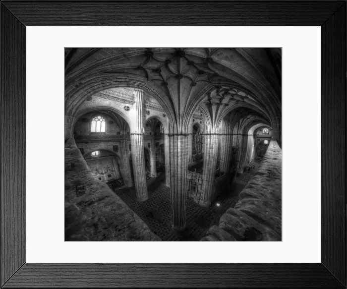 Framed Print : Salamanca Cathedral columns in black and white Framed Print : Salamanca Cathedral columns in black and white