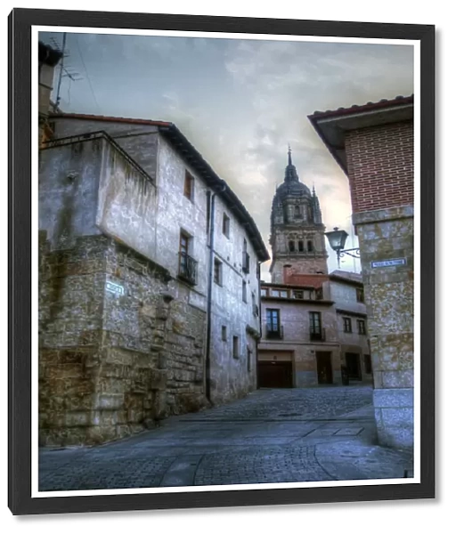 Salamanca old town street and Cathedral at dawn