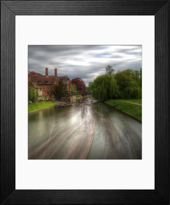 Framed Print : Cam river punting blur and university view