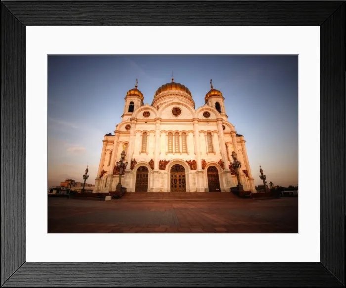 Framed Print : Cathedral of Christ the Saviour close up sunset