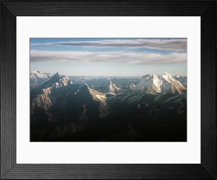 Framed Print : High Himalayas snow covered peaks view from plane