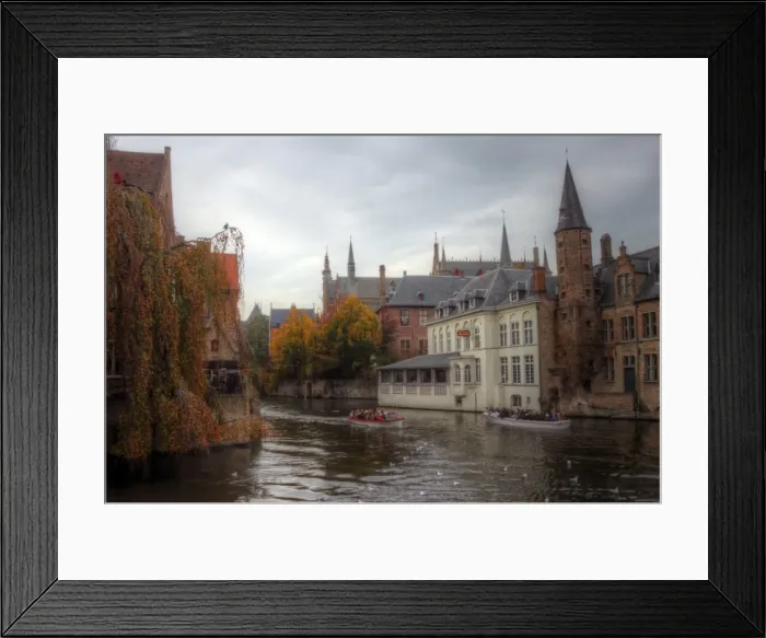 Framed Print : Bruges central canal in fall colours