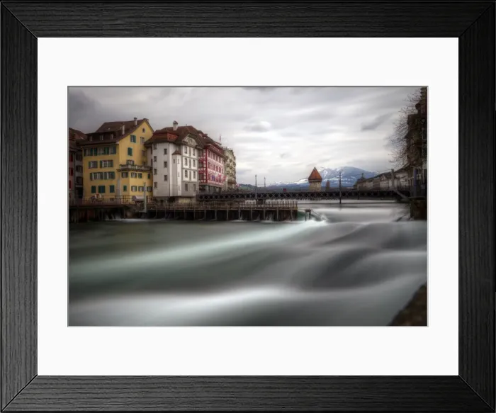Framed Print : Lucerne old town, Chapel Bridge and river Reuss Framed Print : Lucerne old town, Chapel Bridge and river Reuss