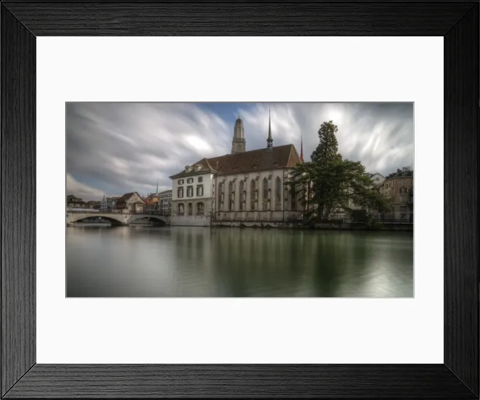 Framed Print : Grossmunster Catedral and river Limmat