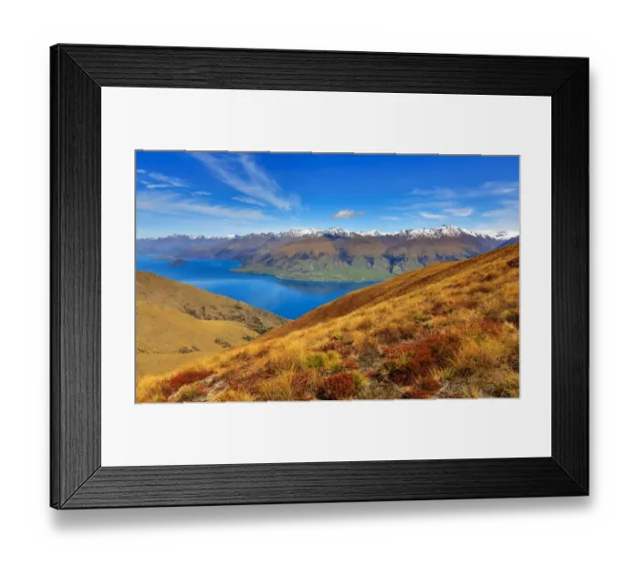 Framed Print : High viewpoint over Lake Wanaka Framed Print : High viewpoint over Lake Wanaka