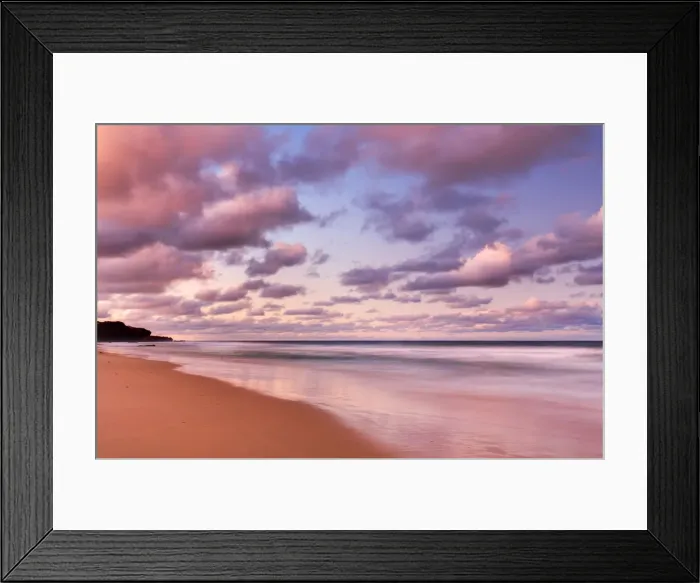 Framed Print : Empty beach pastel sunset