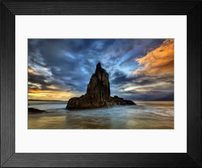 Framed Print : Dramatic seascape rock Framed Print : Dramatic seascape rock