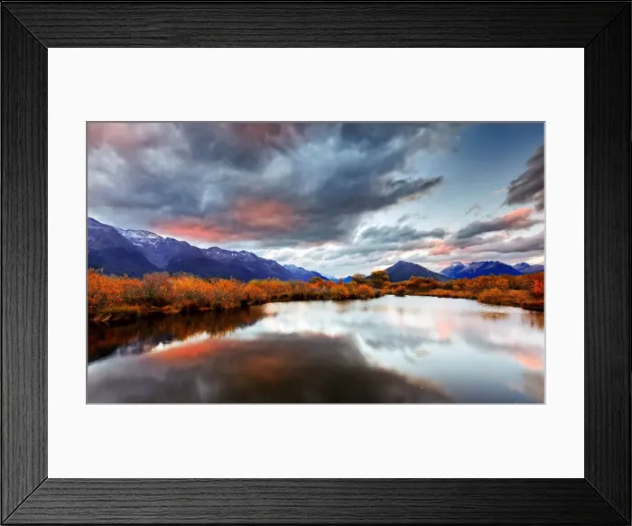 Framed Print : Glenorchy sunset reflections
