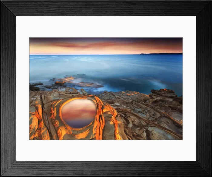 Framed Print : Putty Beach sunset
