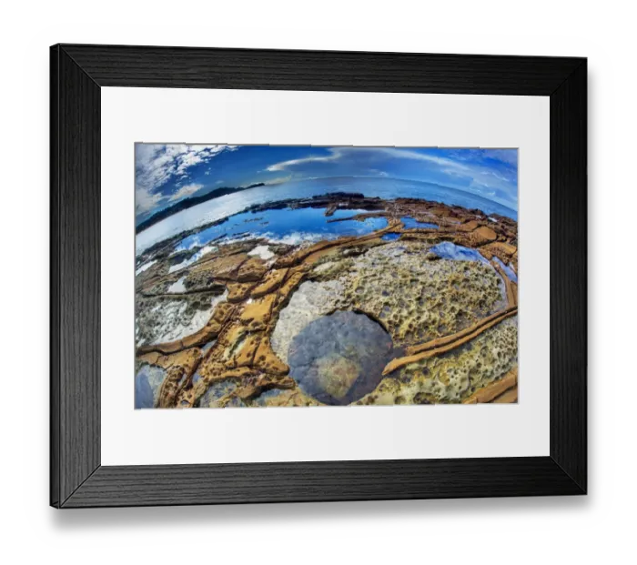 Framed Print : Fisheye Rockpool view Framed Print : Fisheye Rockpool view