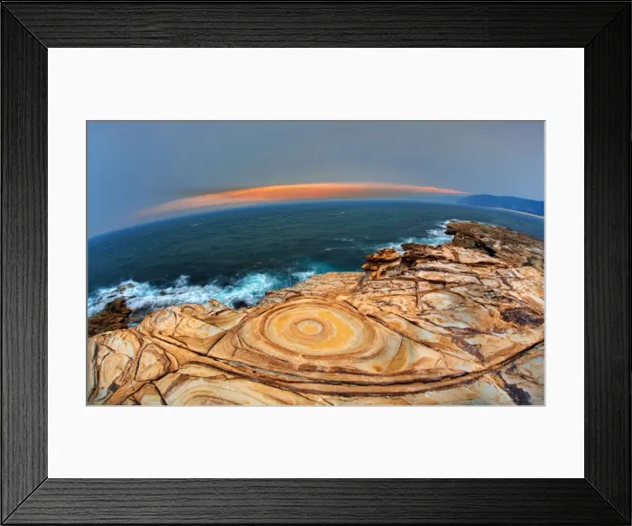 Framed Print : Coastal sunset, fisheye view Framed Print : Coastal sunset, fisheye view
