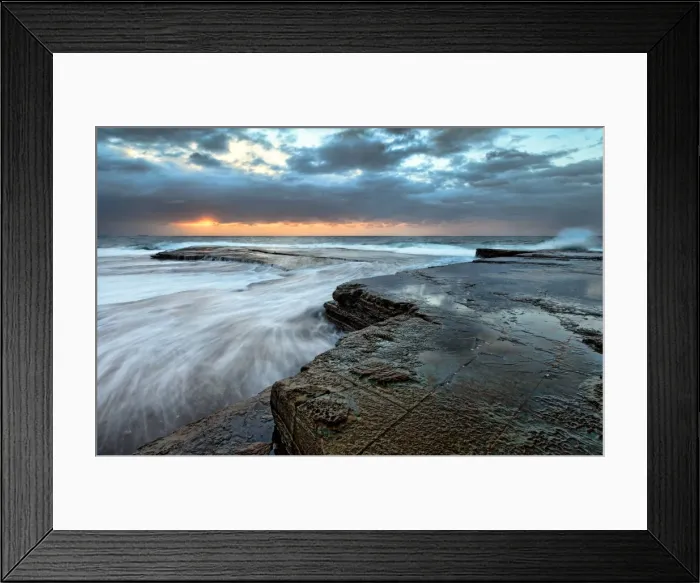 Framed Print : Stormy clouds over sea