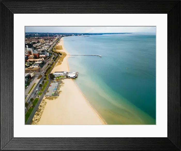 Framed Print : Aerial view of Port Melbourne and st. Kilda with rainbow