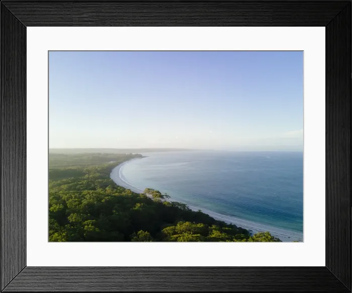 Framed Print : Sunset aerial view of sea and landscape, Jervis Bay, Australia Framed Print : Sunset aerial view of sea and landscape, Jervis Bay, Australia
