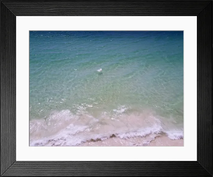 Framed Print : Aerial view of an empty beach, Hyams Beach, Jervis Bay, Australia Framed Print : Aerial view of an empty beach, Hyams Beach, Jervis Bay, Australia