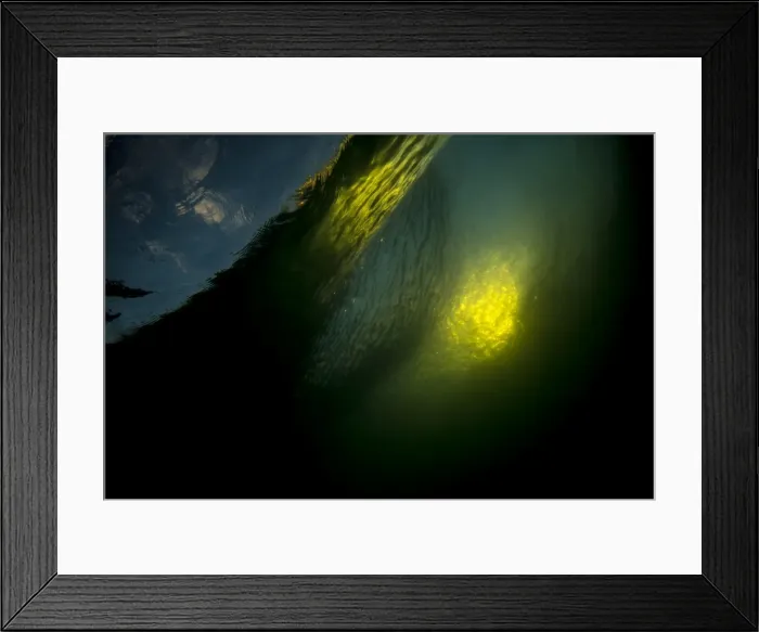 Framed Print : Gold face under water