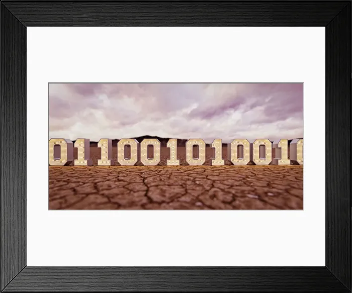 Framed Print : absence, arid climate, binary, binary code, cloud, color image, computing, copy space