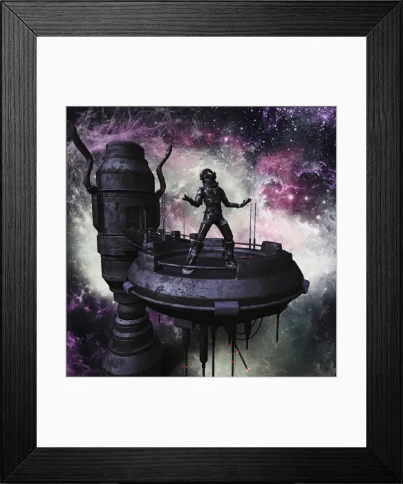 Framed Print : alone, android, color image, concept, cyberspace, dancing, deep space, despair, digital composite