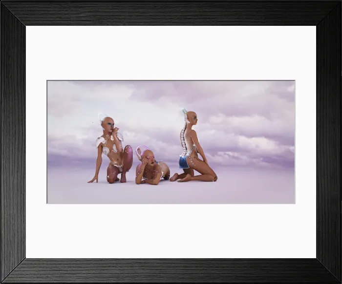 Framed Print : android, bald, bikini, cloud, color image, concept, copy space, cyborg, day, digital composite
