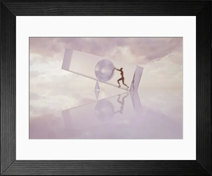 Framed Print : against the odds, balance, challenge, cloud, color image, concept, conquering adversity