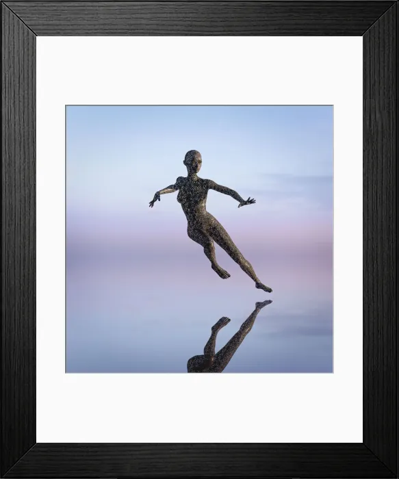 Framed Print : action, android, blue sky, cloud, color image, concept, copy space, cyborg, dancing
