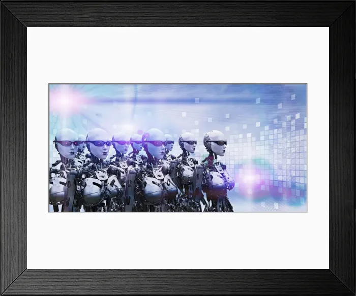 Framed Print : android, attitude, color image, concept, cool, copy space, cyberspace, day, digital composite