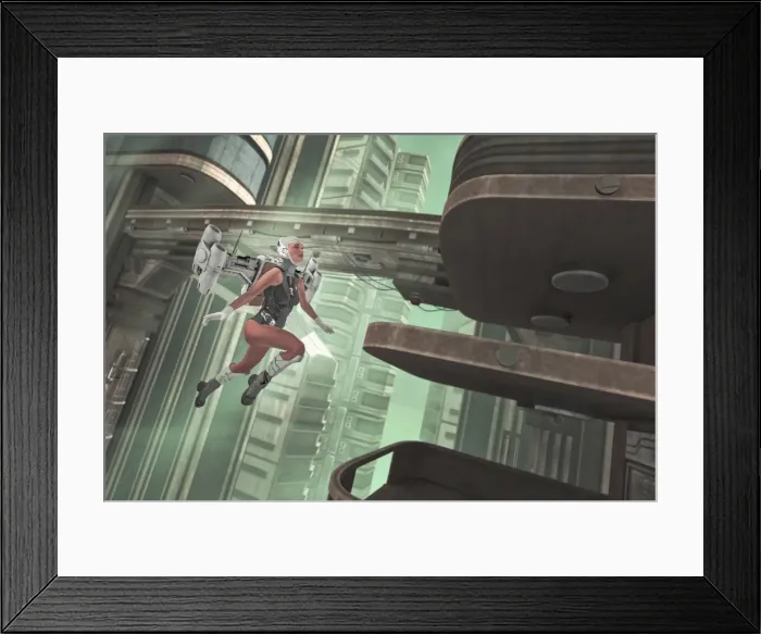 Framed Print : city, color image, concept, digital composite, digitally generated, energy, female likeness
